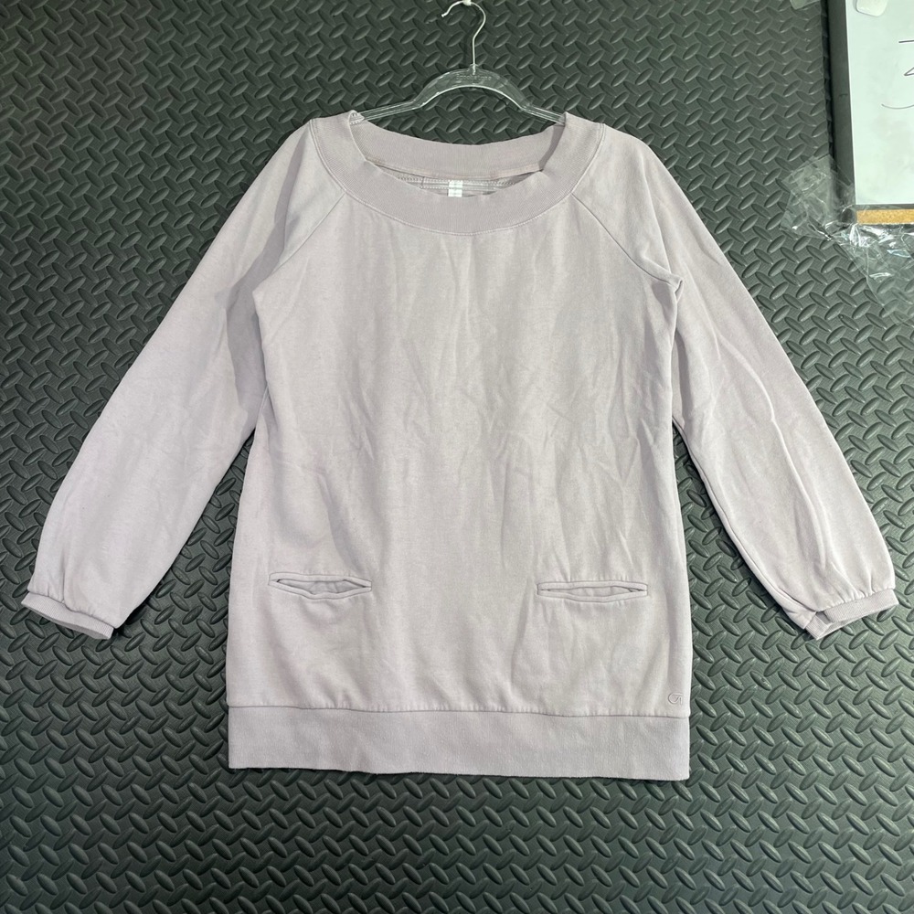 Gap Body‎ Fit Gray Purple Gray Scoop Neck Pullover Athletic Sweater Women's M